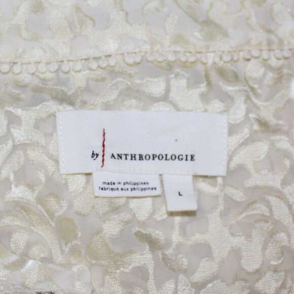 Anthropologie Susanna Burnout Velvet Button down Maize Yellow Gold Blouse Large - Picture 6 of 10